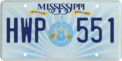 MS license plate HWP551