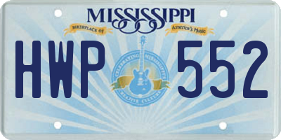 MS license plate HWP552