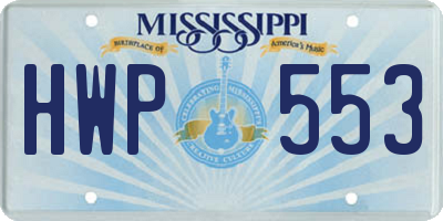 MS license plate HWP553