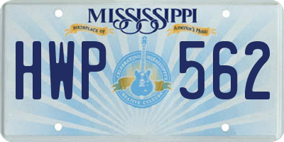MS license plate HWP562