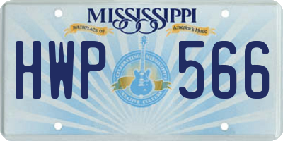 MS license plate HWP566
