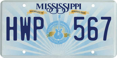 MS license plate HWP567