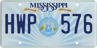 MS license plate HWP576