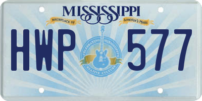MS license plate HWP577