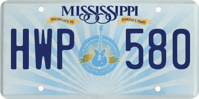 MS license plate HWP580