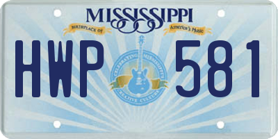 MS license plate HWP581