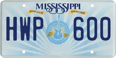 MS license plate HWP600