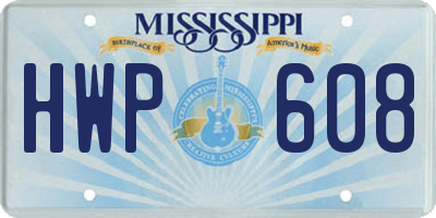 MS license plate HWP608