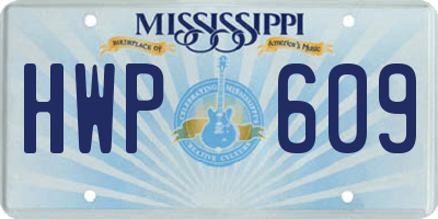 MS license plate HWP609
