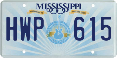 MS license plate HWP615