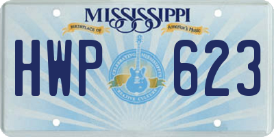MS license plate HWP623