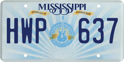 MS license plate HWP637