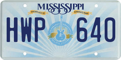 MS license plate HWP640