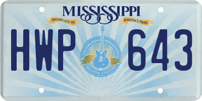MS license plate HWP643