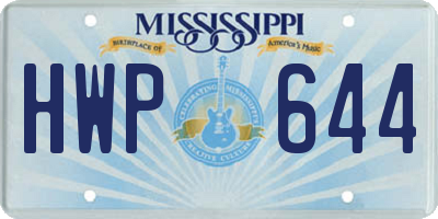 MS license plate HWP644
