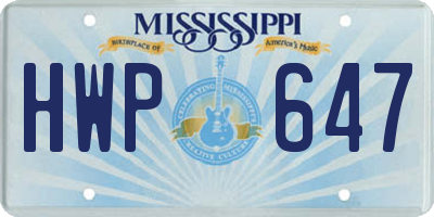 MS license plate HWP647