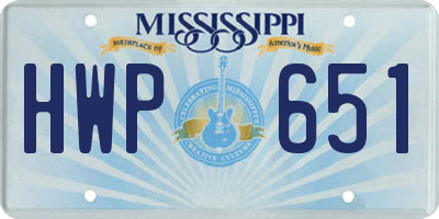 MS license plate HWP651