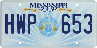 MS license plate HWP653