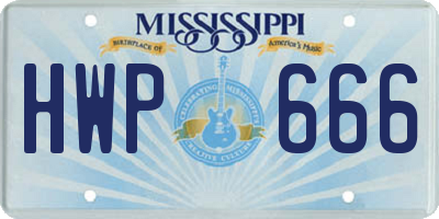 MS license plate HWP666