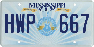 MS license plate HWP667