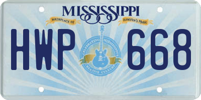 MS license plate HWP668