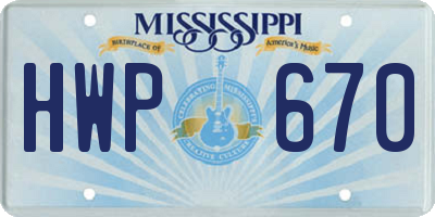 MS license plate HWP670