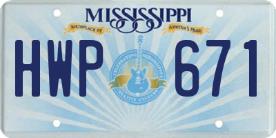 MS license plate HWP671