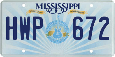 MS license plate HWP672