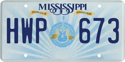 MS license plate HWP673