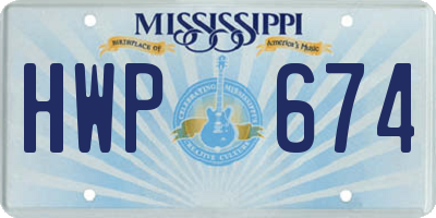 MS license plate HWP674