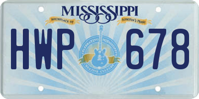 MS license plate HWP678