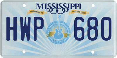MS license plate HWP680