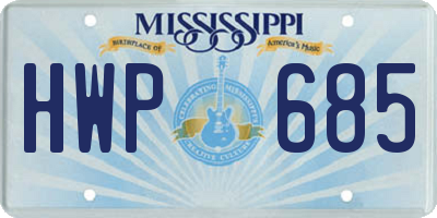 MS license plate HWP685