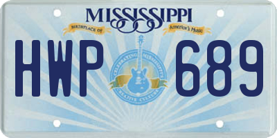 MS license plate HWP689
