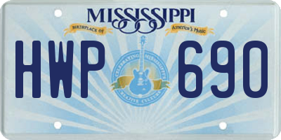 MS license plate HWP690
