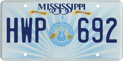 MS license plate HWP692