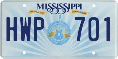 MS license plate HWP701