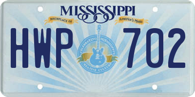 MS license plate HWP702