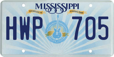 MS license plate HWP705