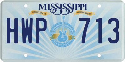 MS license plate HWP713