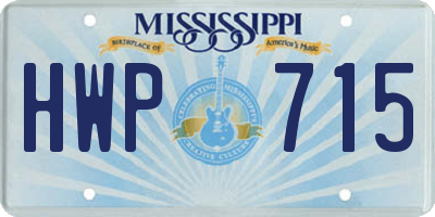 MS license plate HWP715