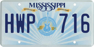 MS license plate HWP716