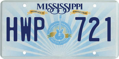 MS license plate HWP721