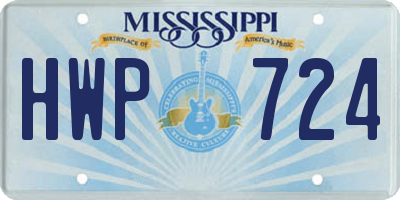 MS license plate HWP724