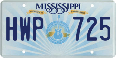 MS license plate HWP725