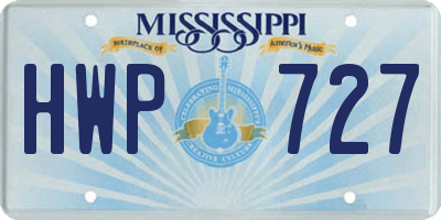 MS license plate HWP727