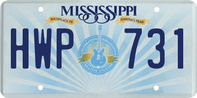 MS license plate HWP731