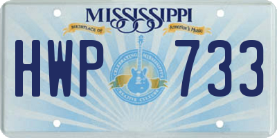 MS license plate HWP733