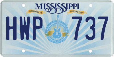 MS license plate HWP737