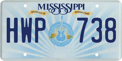 MS license plate HWP738